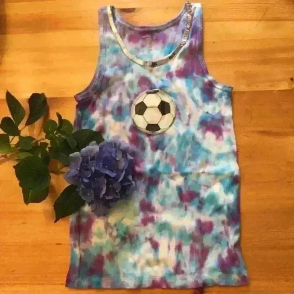 Girls tie dye Soccer Tie dye tank size M handmade